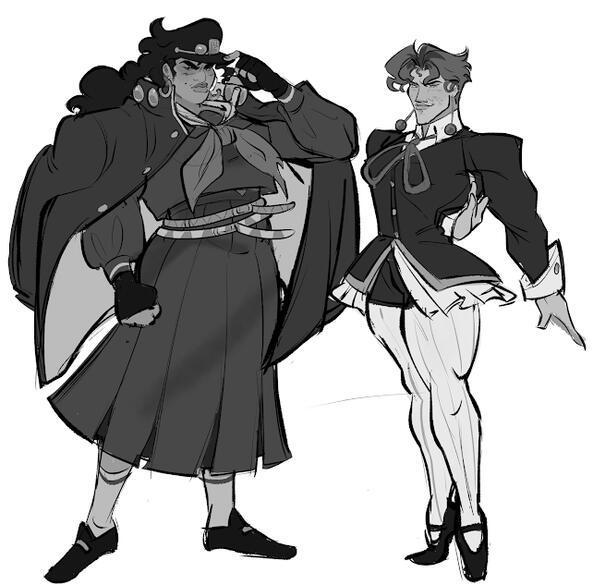 fem! jotaro kujo &amp; noriaki kakyoin from jjba; designs by me